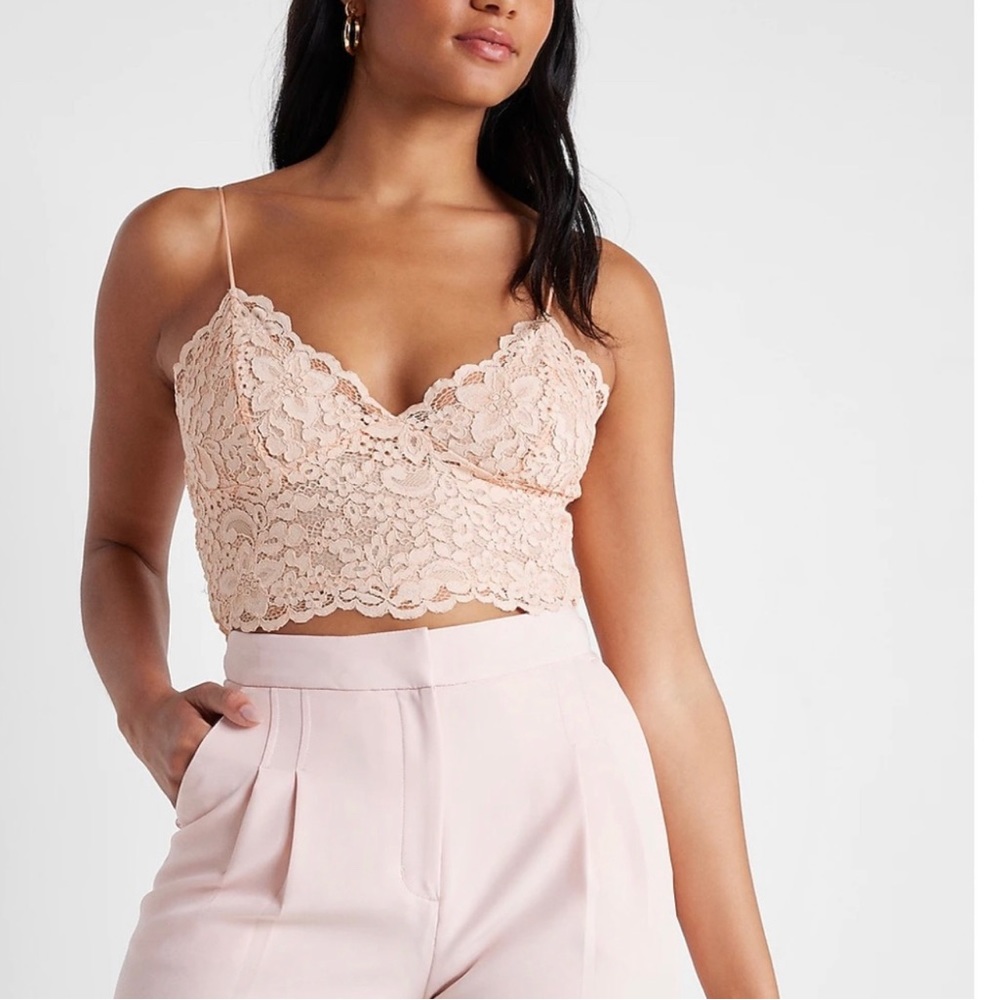 Express Allover Lace Cropped Cami